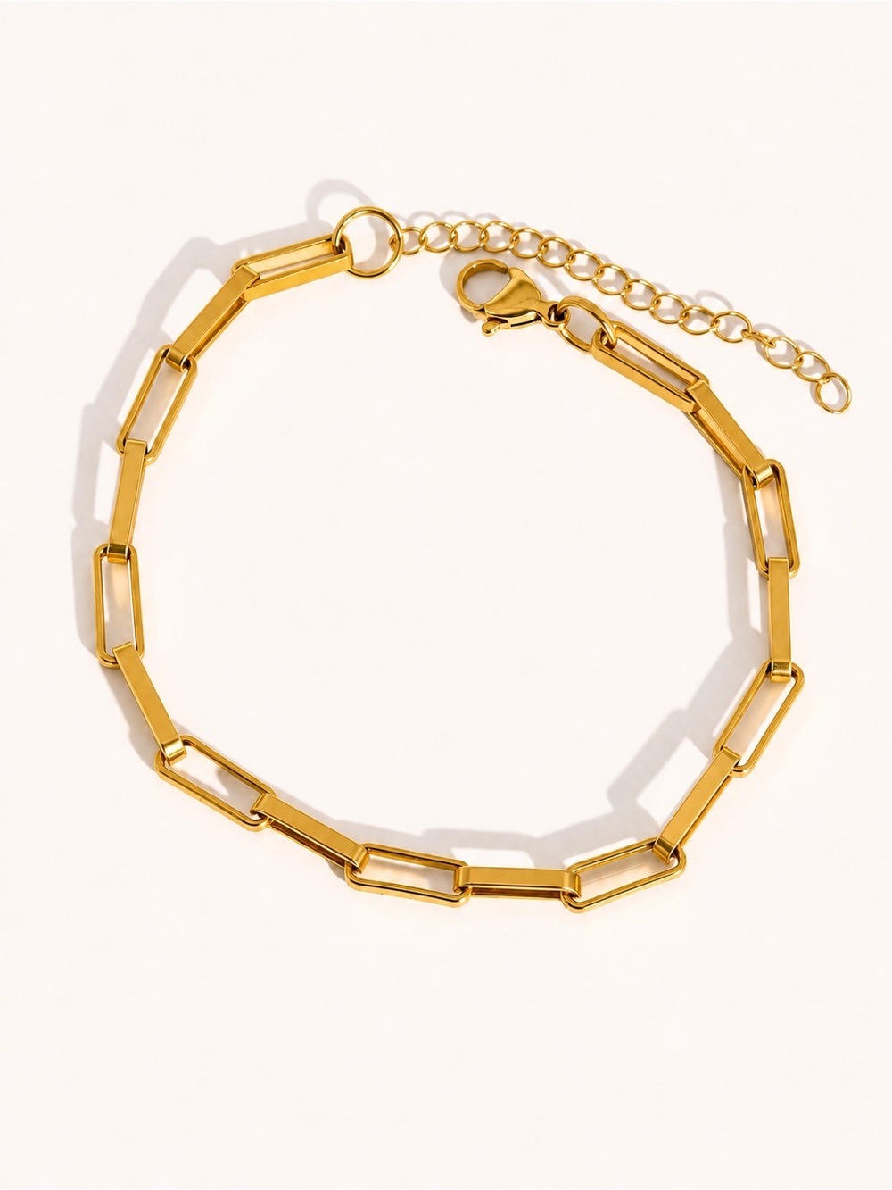 Gold Square Paperclip Link Bracelet | PVD Stainless Steel
